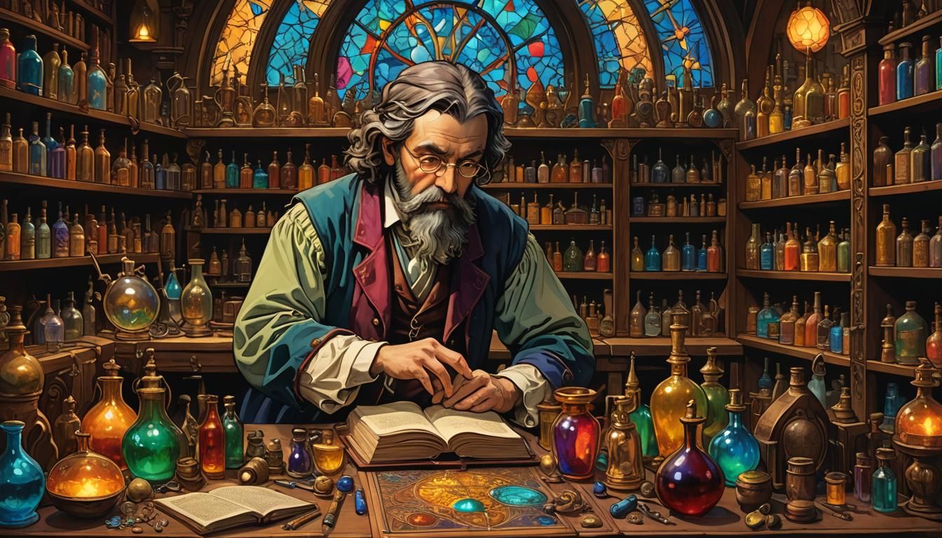 Gothic Art-Nouveau Alchemist's Shoppe Interior