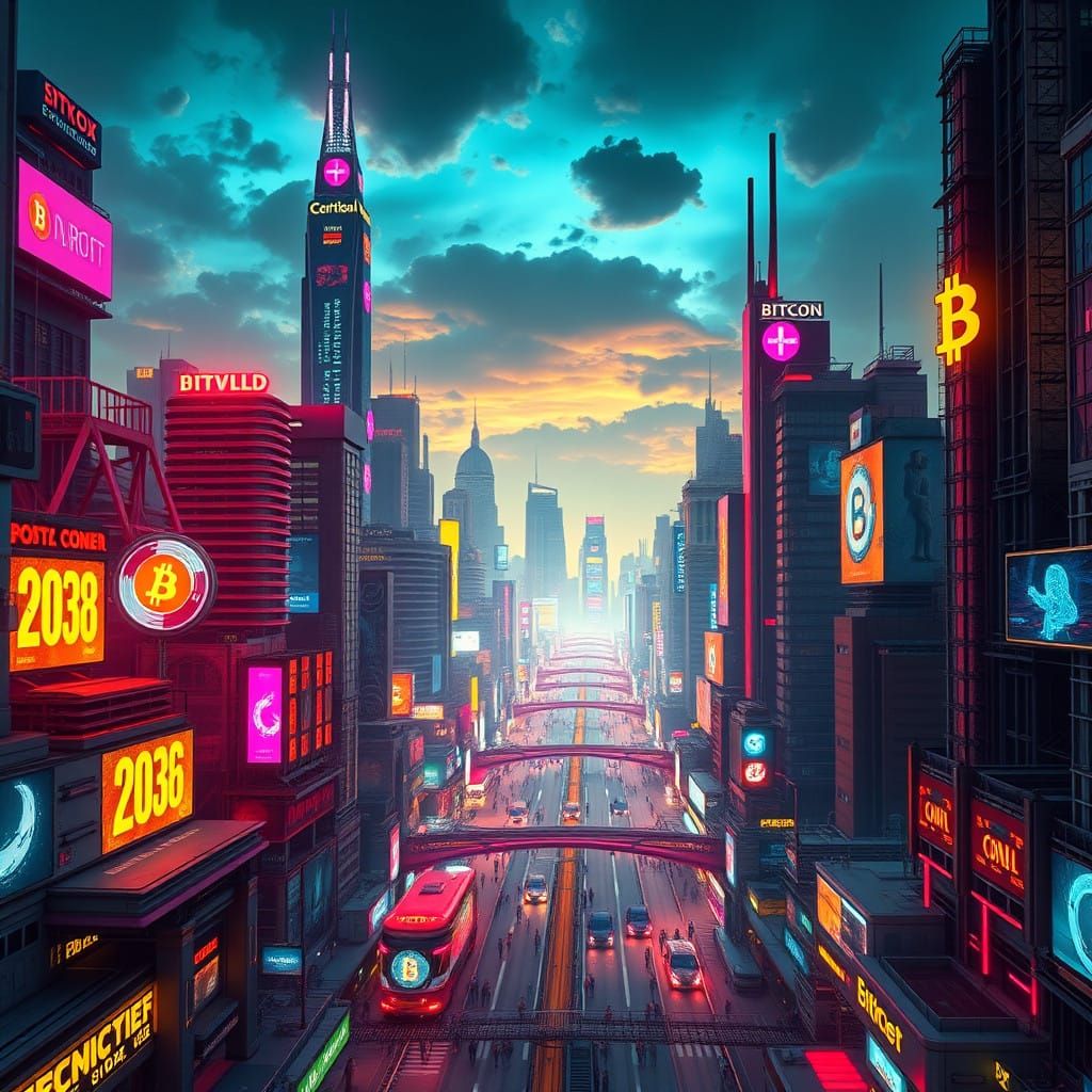 Futuristic Metropolis in a Bitcoin Dominated World of 2038