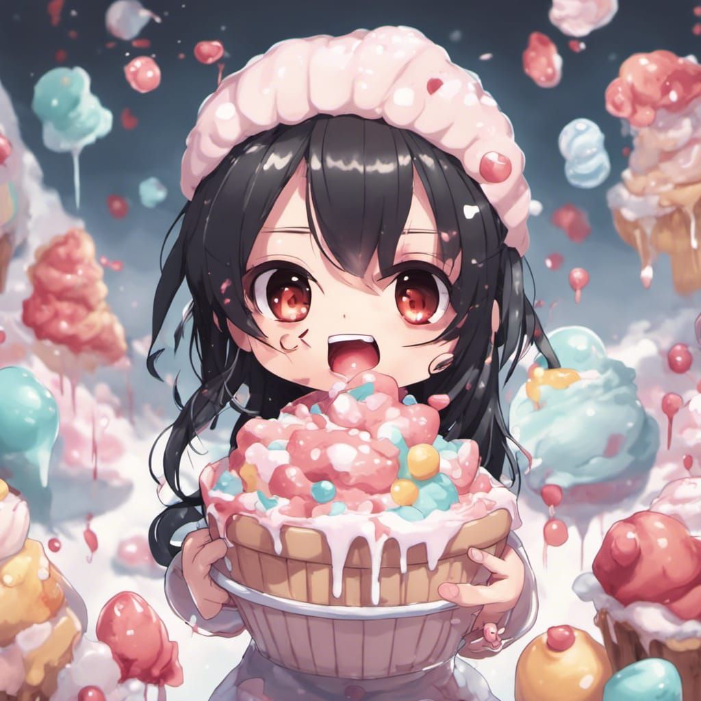 Chibi Girl in Ice Cream World: Anime Style
