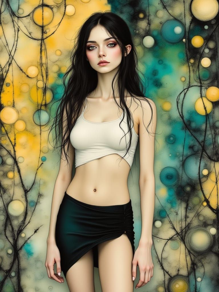 Woman in Klimt Schiele Style with Body Paint