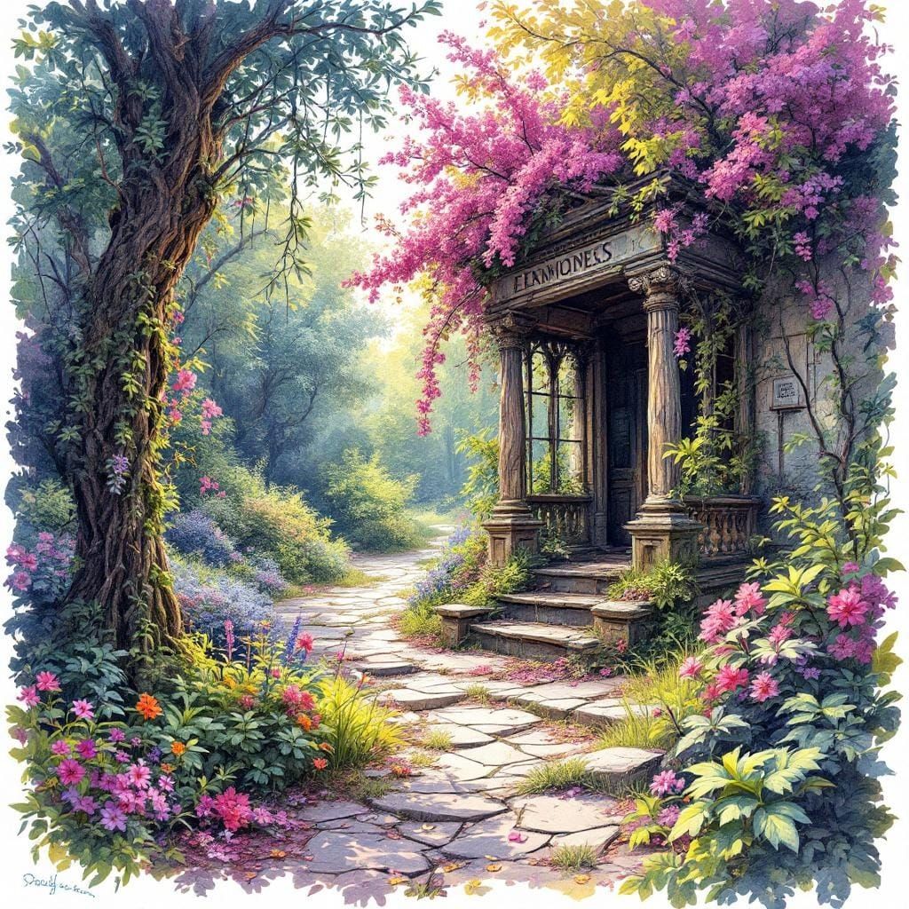 Vivid Sketch of an Abandoned Garden in 3D