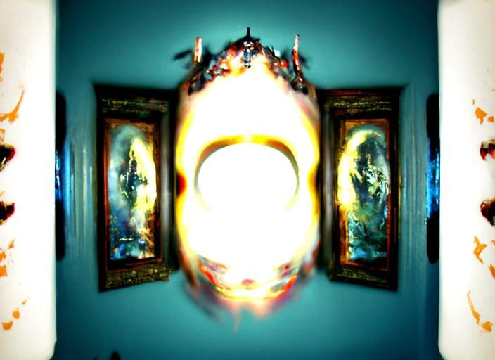 Surreal Horror Scene with Fisheye Lens Effect