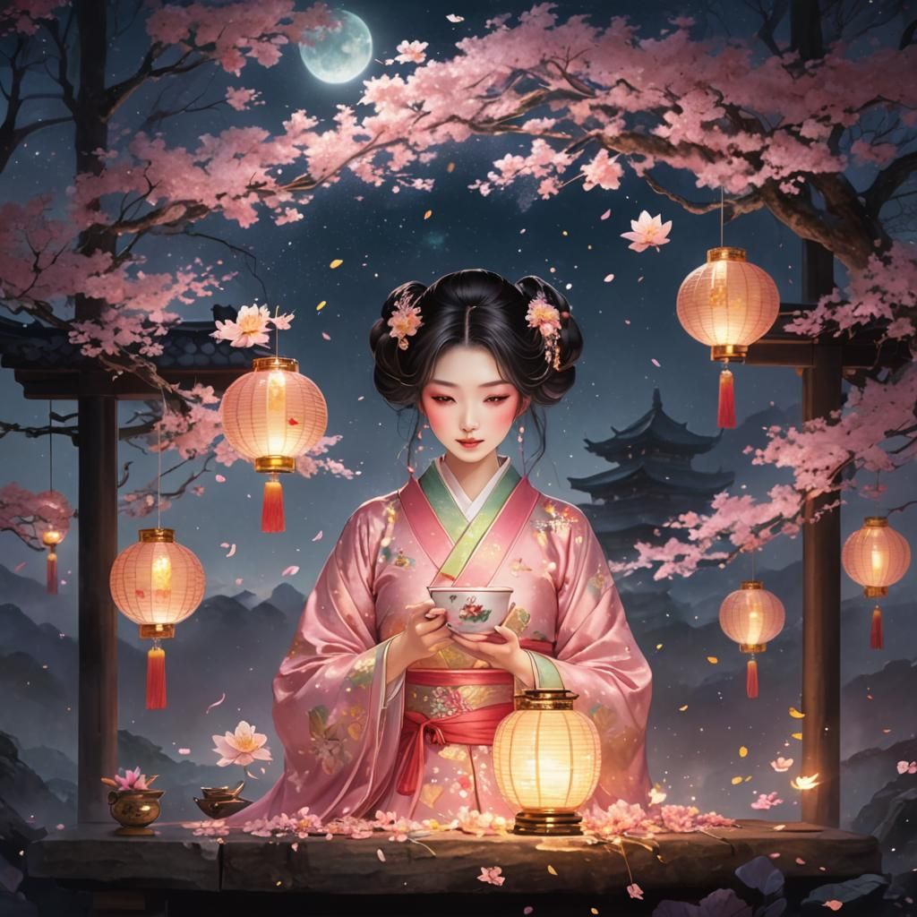 Pink dress kimono girl