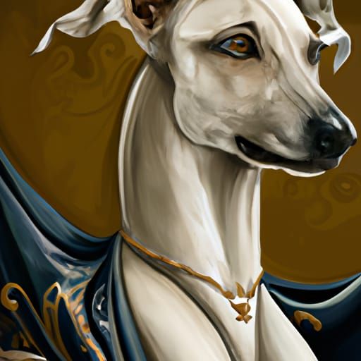 Italian Greyhound Warrior in Art Nouveau Style