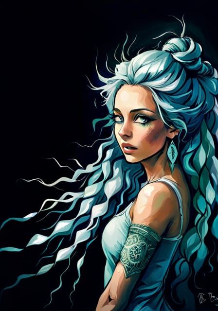 Ethereal Silver-Haired Girl in Anime Style