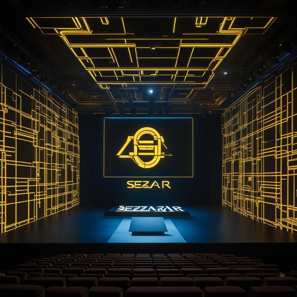 Futuristic 3D Hologram Logo Projection in Sci-Fi Style
