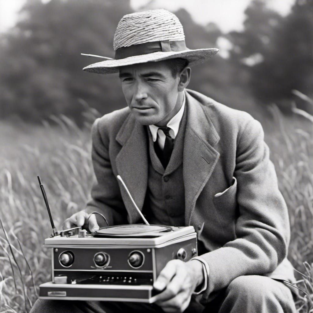 Vintage Portable Radio in Straw Hat, 1931 Photo