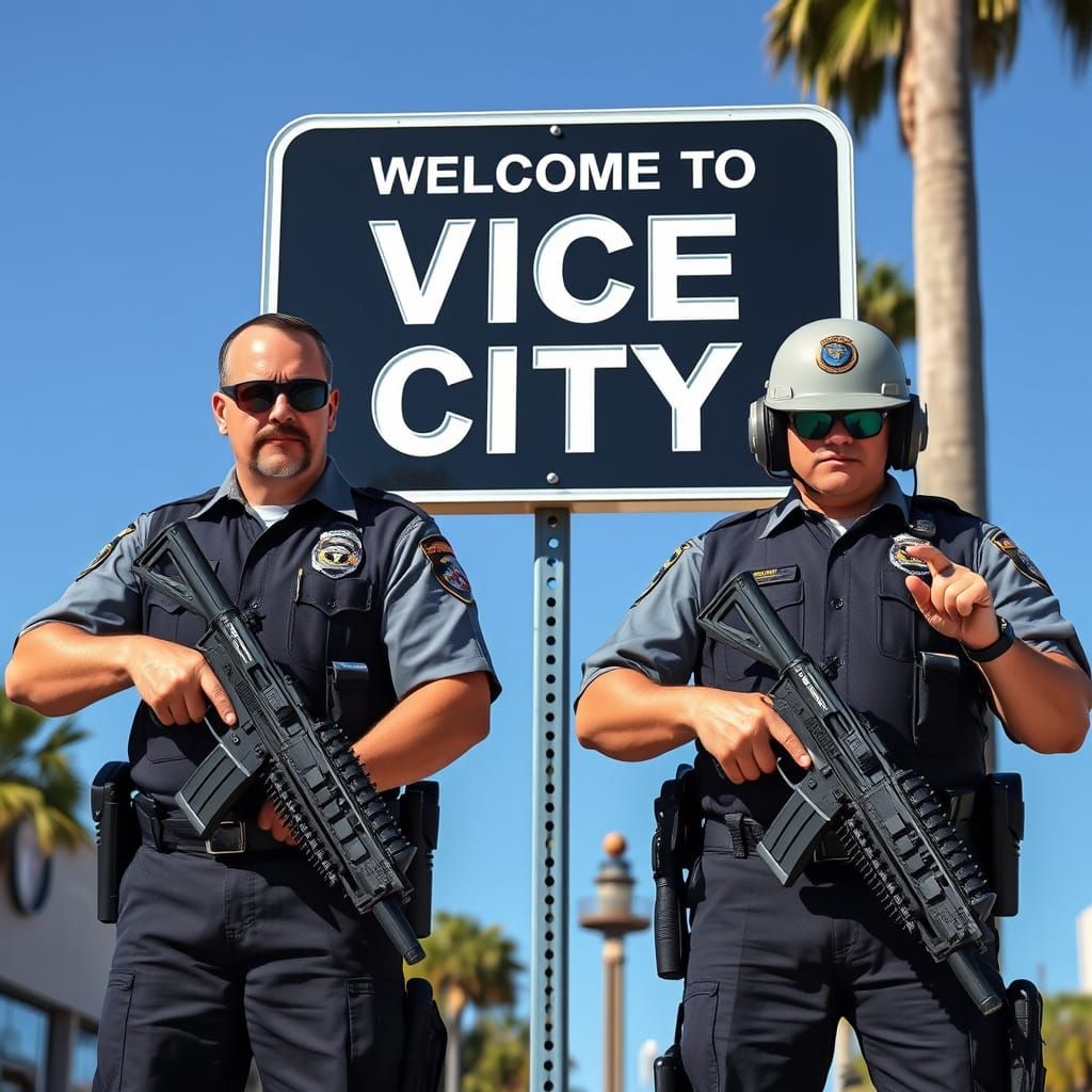 Vice City Cops with Guns Digital Art