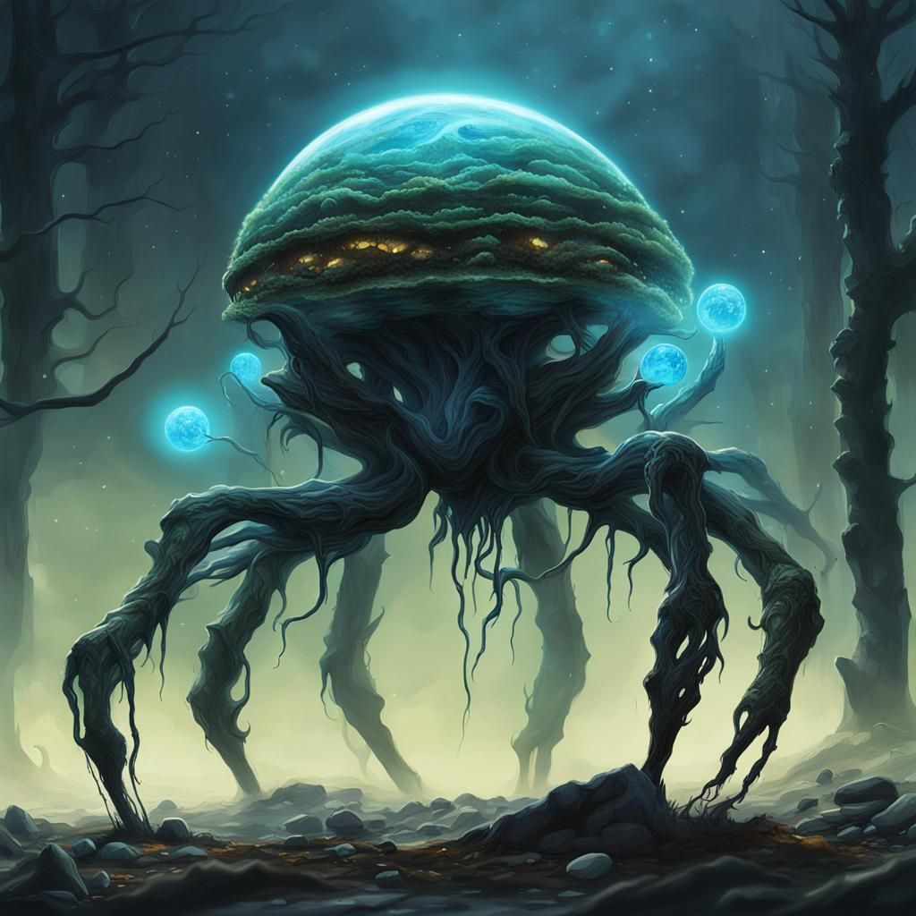 Alien Exoplanet: Bioluminescent Fungi and Tundra Life