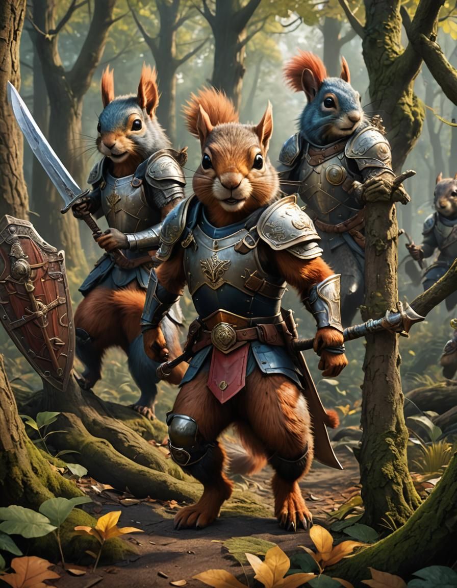 Warrior Squirrels in a Detailed Matte Painting