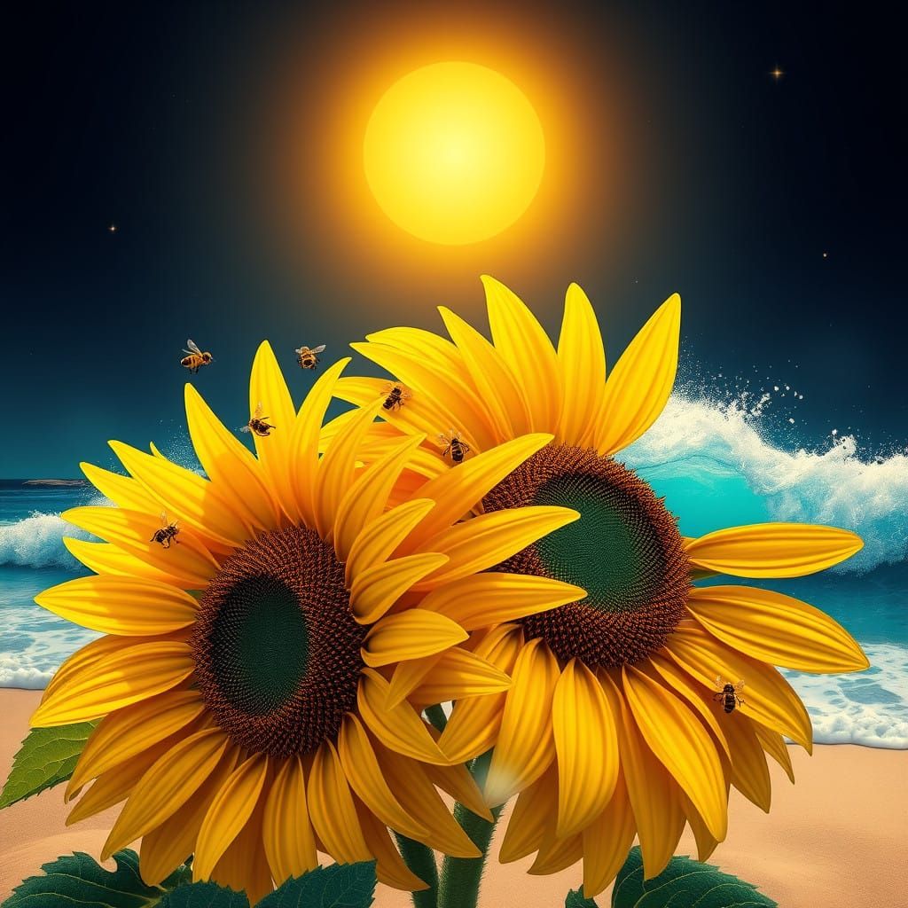 Vibrant Sunflower Basks in Golden Light