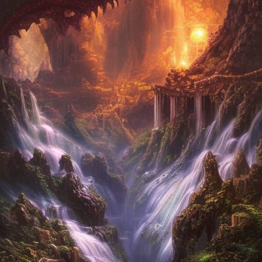 Dragon of the waterfall Epic cinematic brilliant stunning intricate meticulously detailed dramatic atmospheric maximalis...
