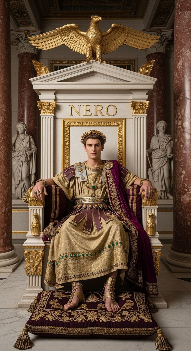 Emperor Nero on Marble and Gold Throne