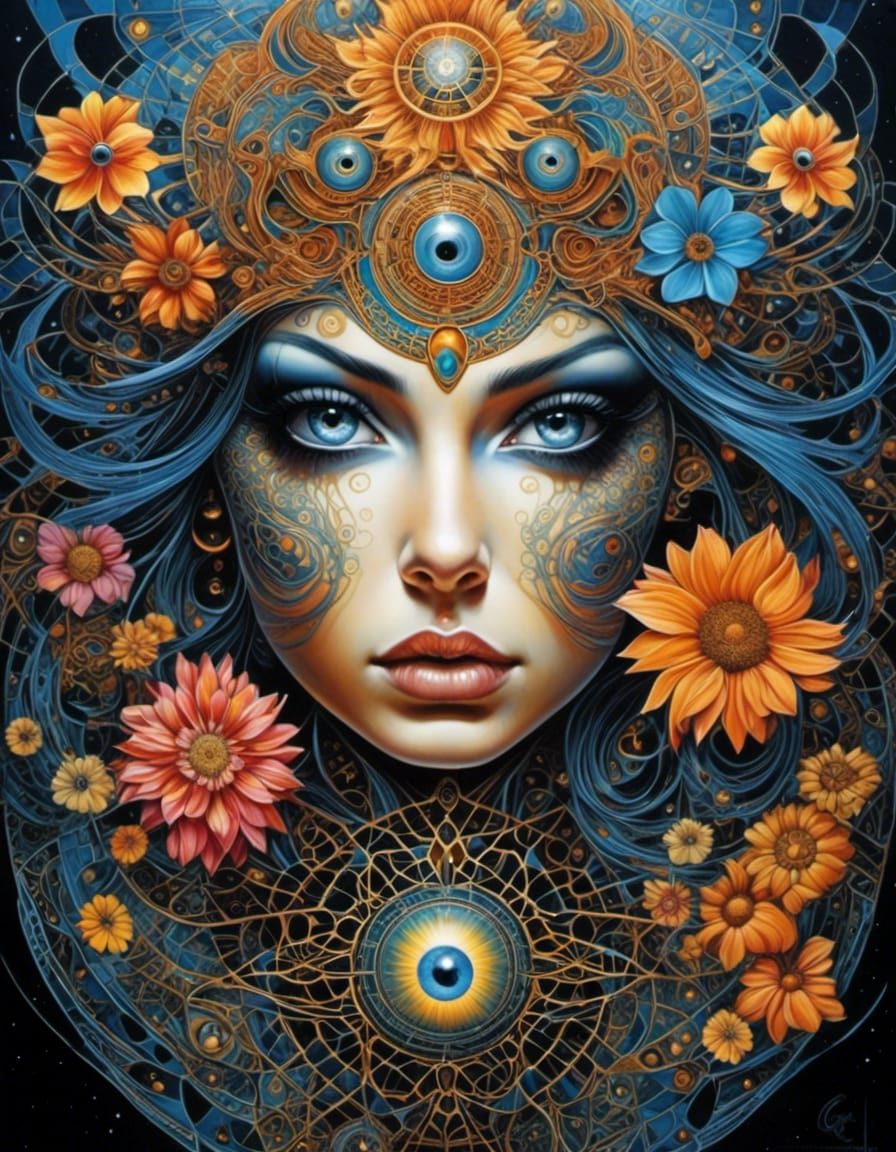 Psychedelic Geometry: Multi-layered Fractal Eyes