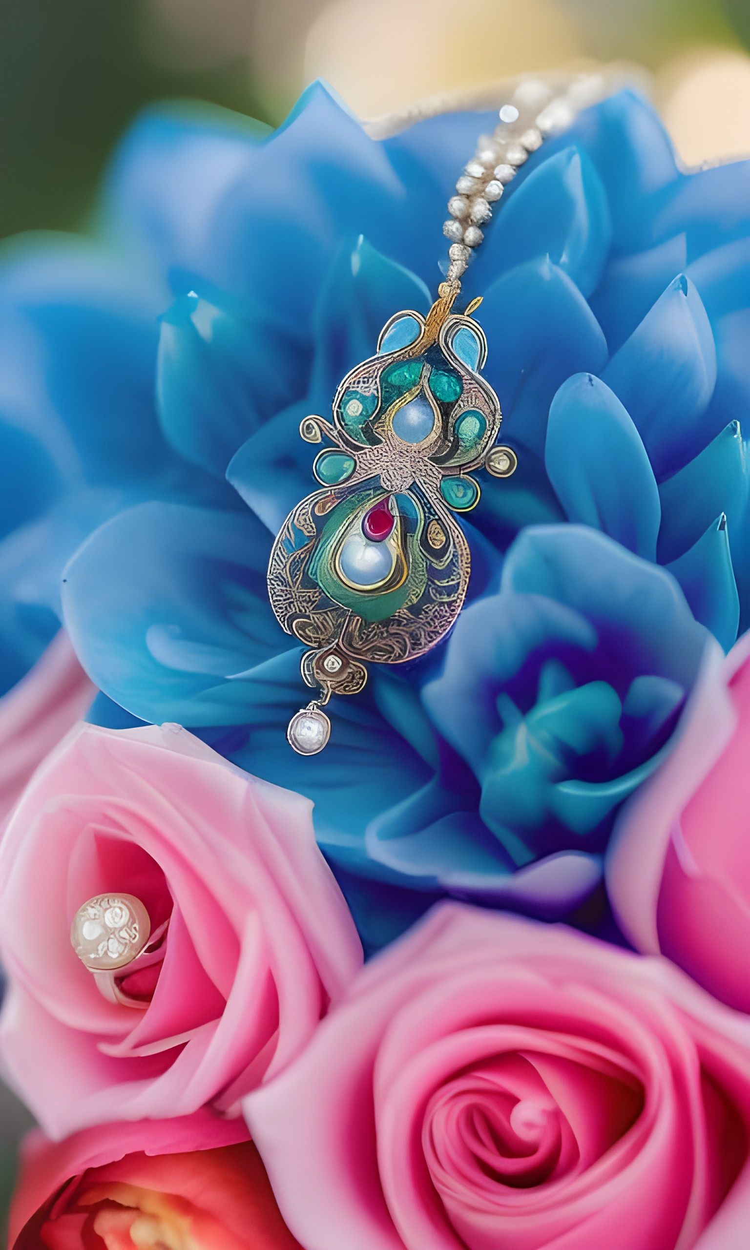 Hyperdetailed Pearlescent Filigree Necklace