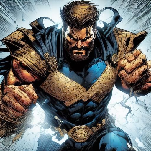 Cybernetic Hero in Comic Book Style