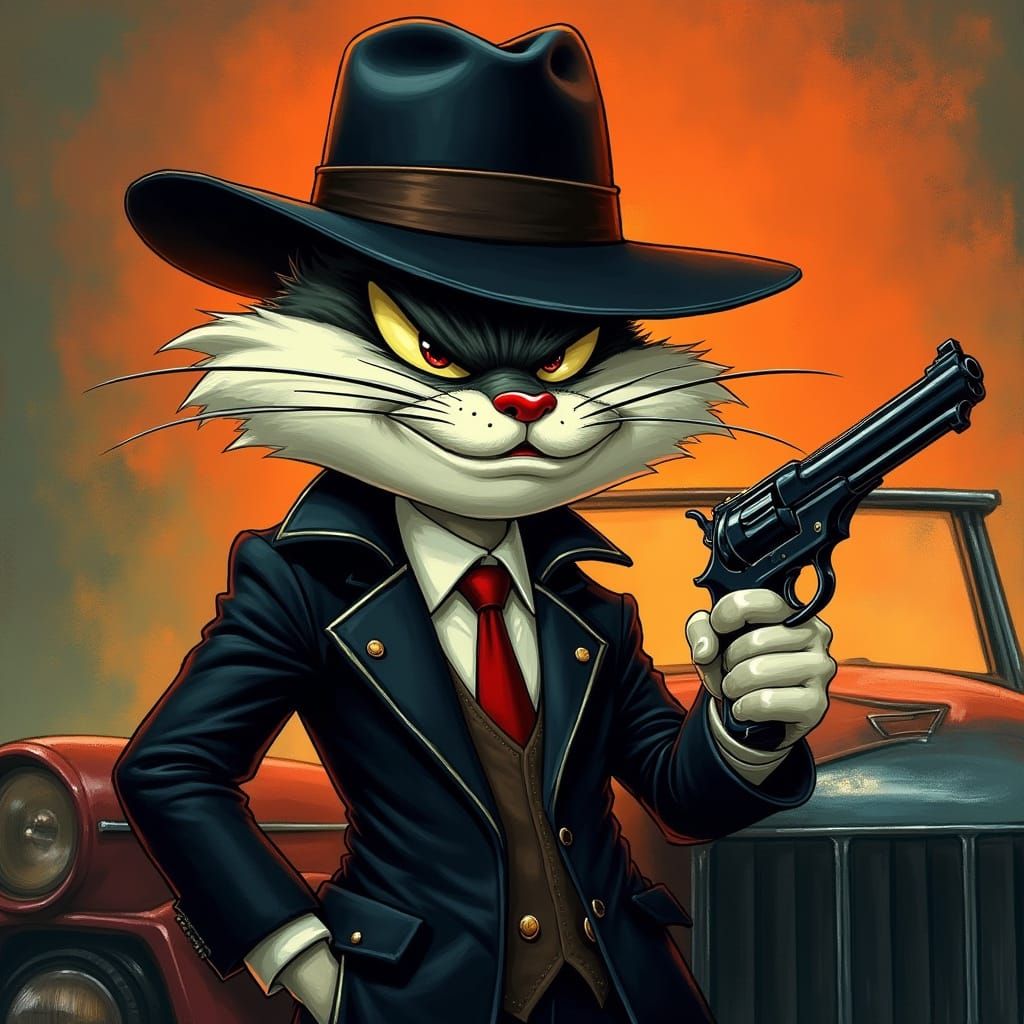 Taz as a Vintage Mafioso in a Detailed Noir Style