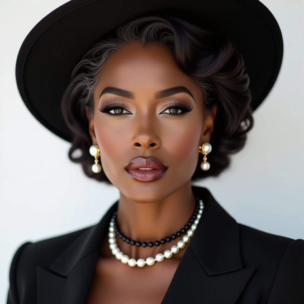 Elegant Black and White Portrait of Voluptuous Woman