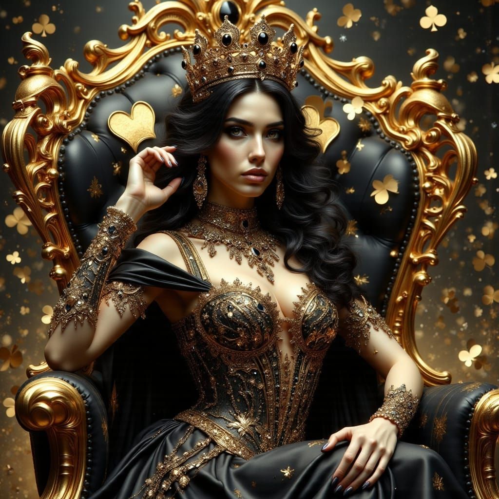 Queen of Clubs in Art Nouveau Punk Style