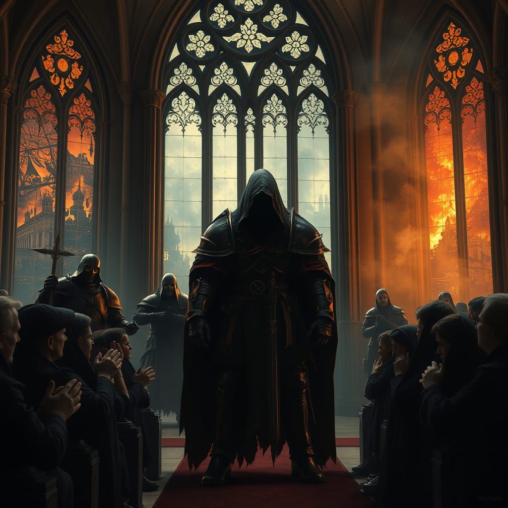 Warhammer Warriors Menace Medieval Churchgoers in Burning Ci...