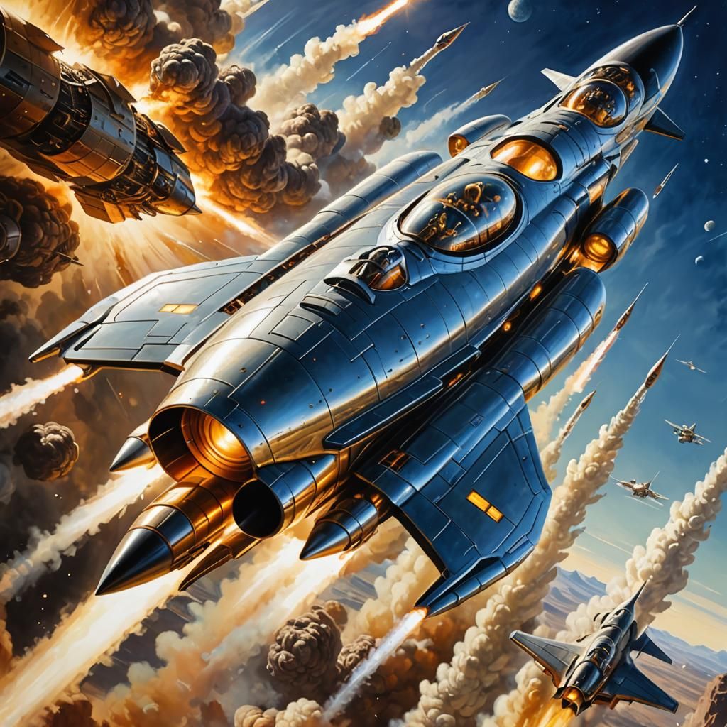 Sleek Spaceship Zooming Through Space, Romantic Academia Sty...