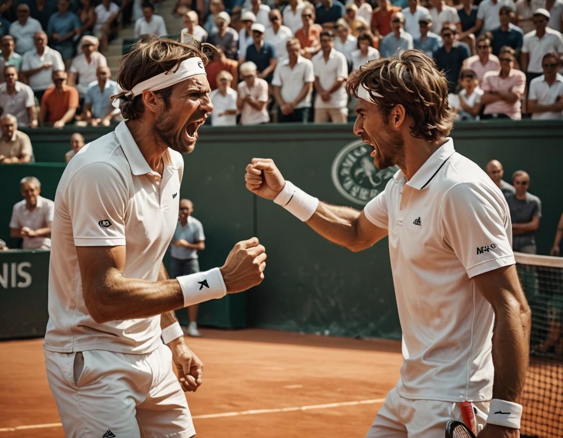 Angry Tennis Players Fight at French Open in Hyperrealism