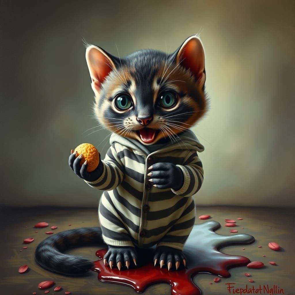 Vampire Gopher Cat as Surreal Oil Painting
