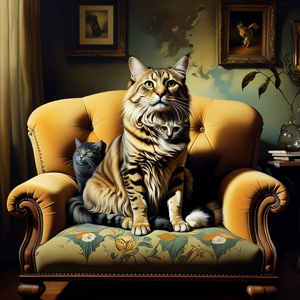 Whimsical Merging of Species in Dreamlike Oil Painting