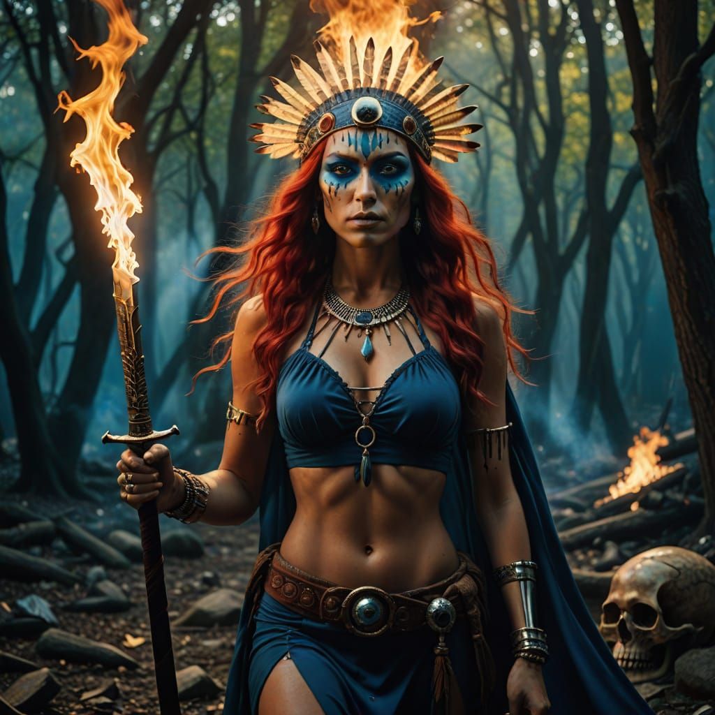 Vibrant American Indian Goddess in a Surreal Cinematic Scene