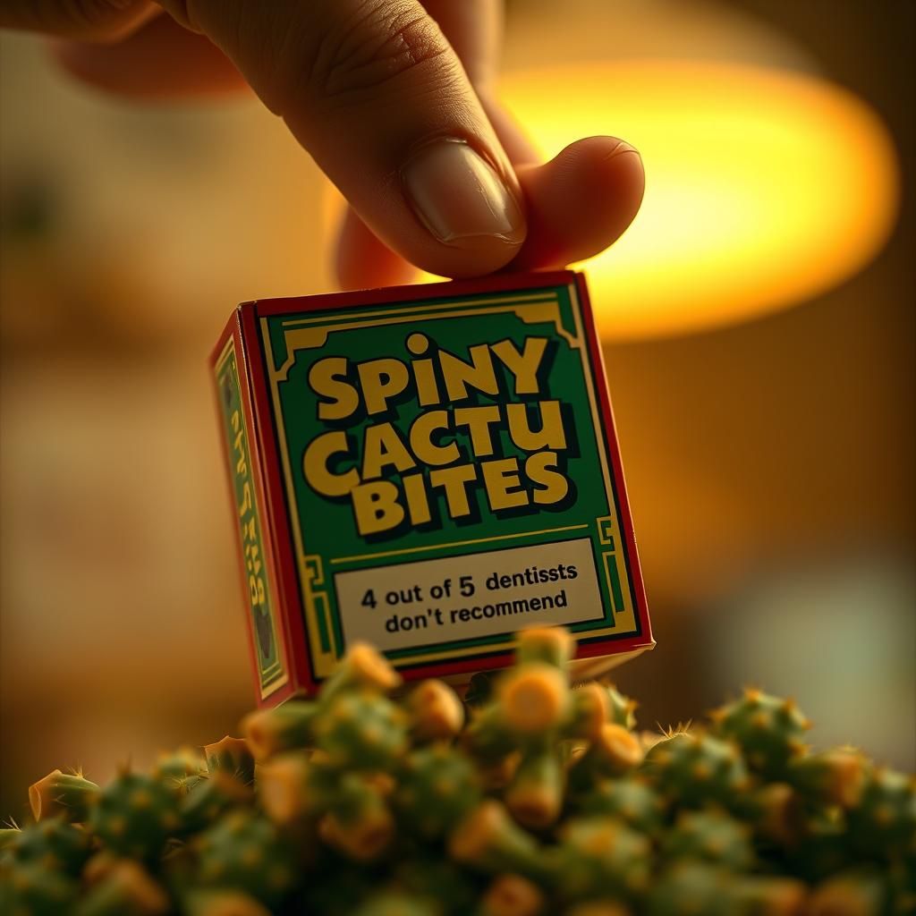 Comedic Cactus Candy Cascade in Cinematic Style