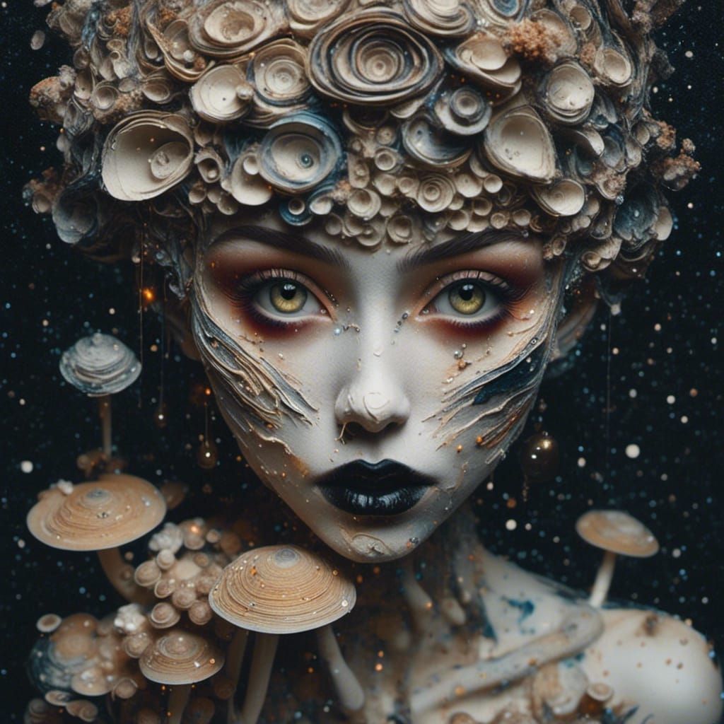 Mushroom Fae Princess in Origami Papercraft Style