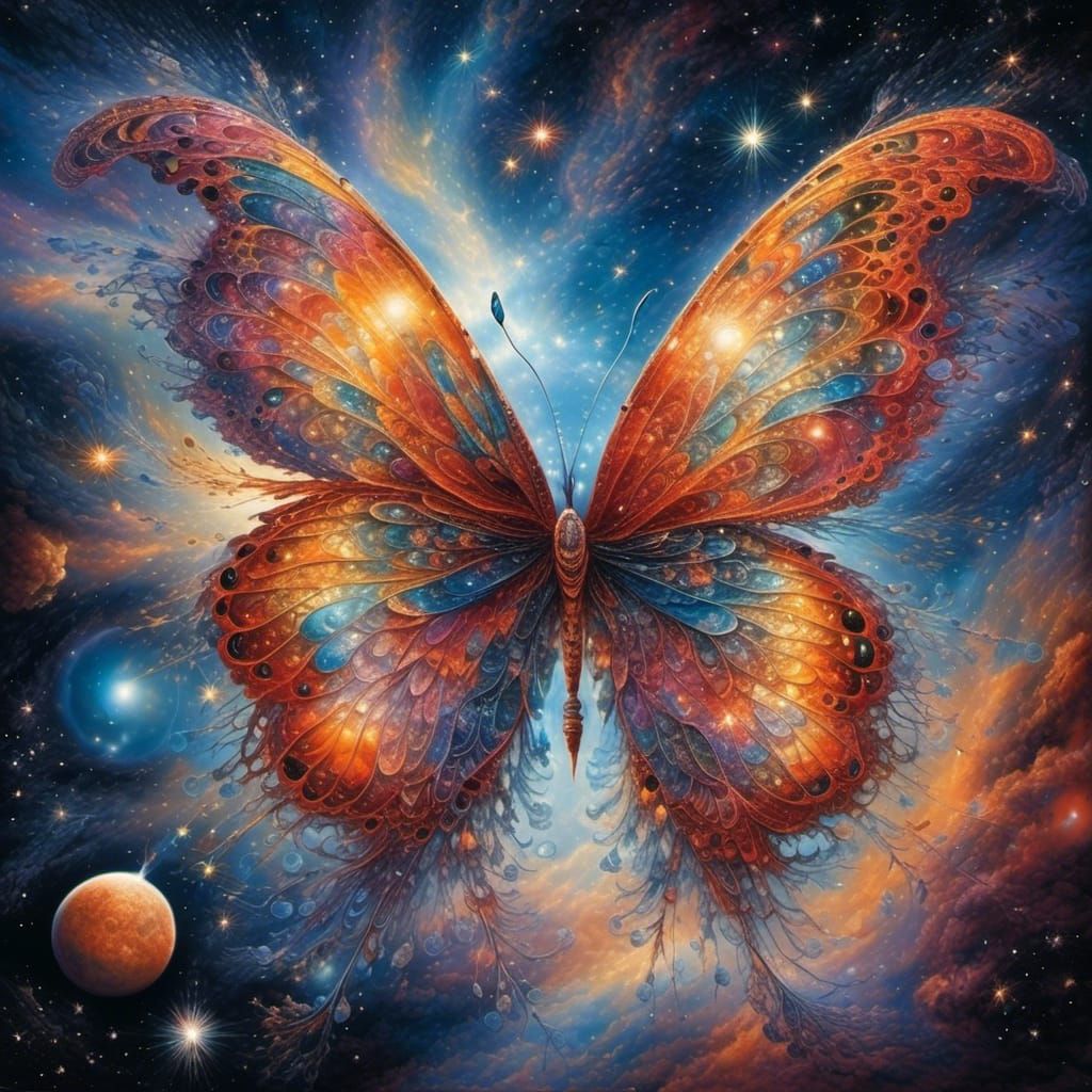Nebula Butterfly: Glitter Surrealism at Universe's Edge