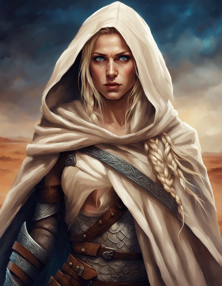 Warrior Woman Portrait in Desert Landscape