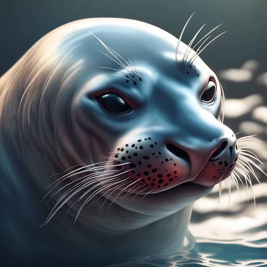 Demonic Leopard Seal Portrait in Hyperdetailed Style