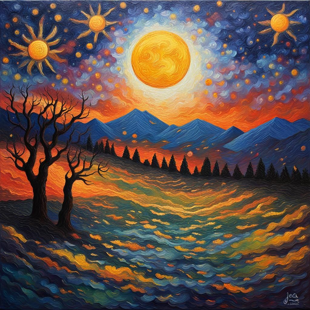 Earth Quakes: Expressionist Celestial Oil Painting