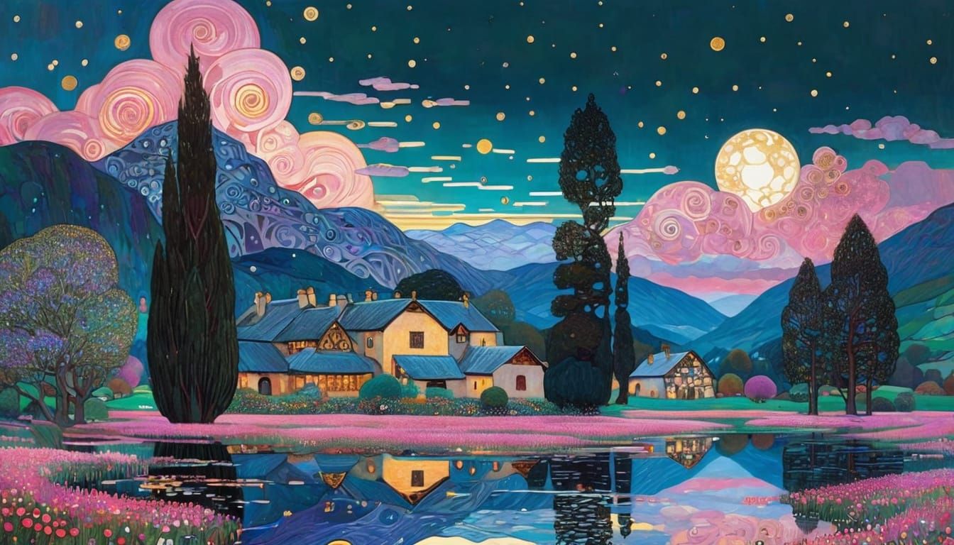 Intricate Golden Hour D&D Character in Vibrant Pink Ink Illu...