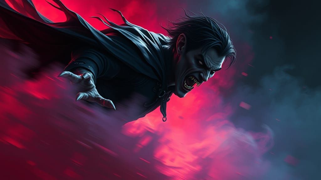 Gothic Vampire in Mid-Shot, Fast Movement