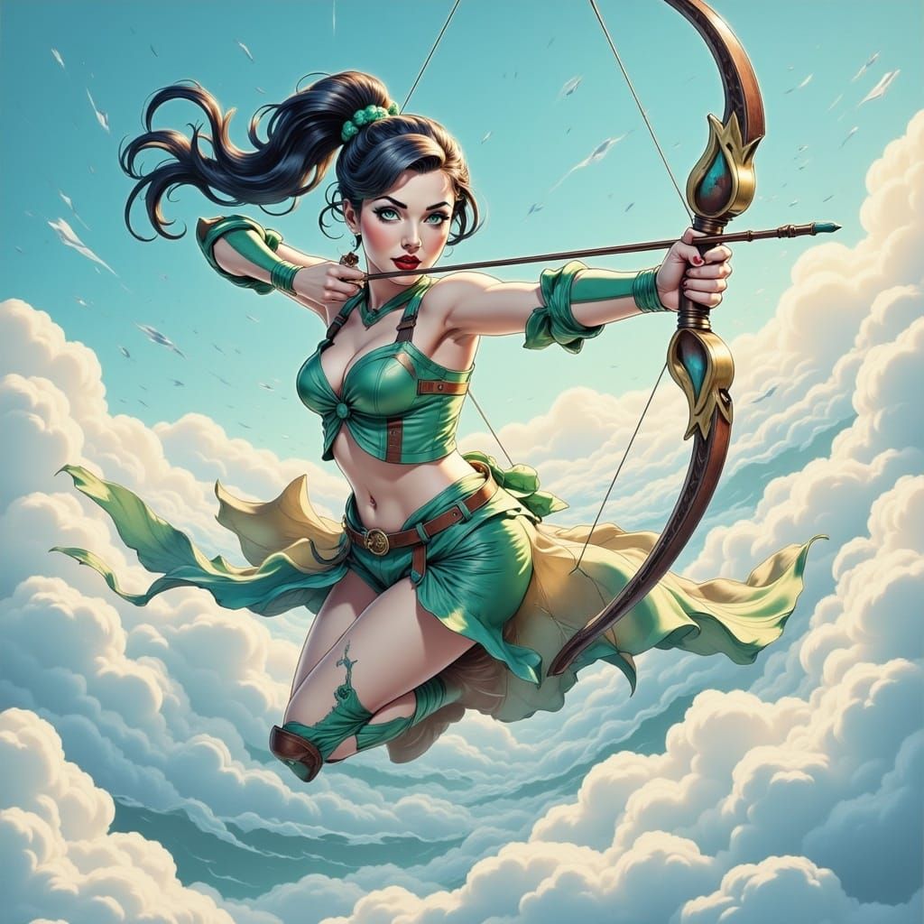 Anime Archer on Flying Chariot in 4K