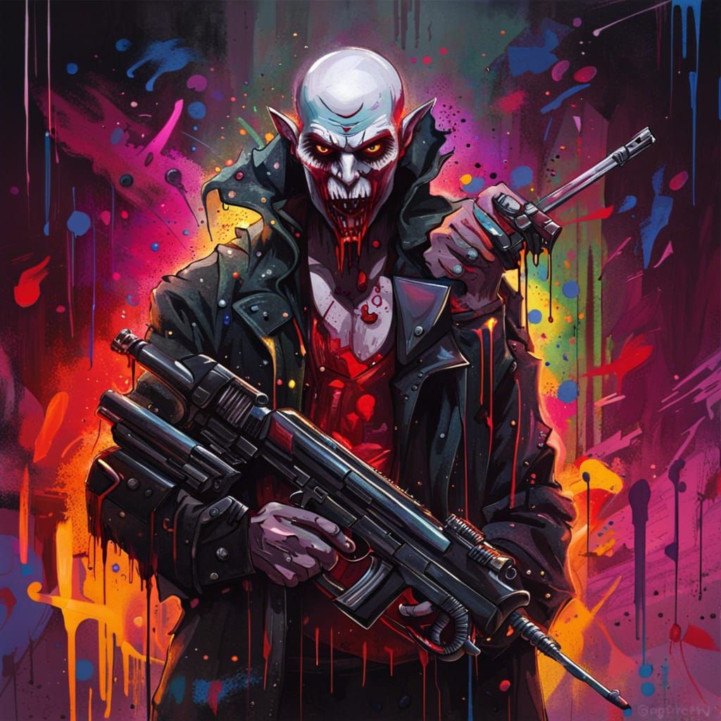 Vampire Gunslinger in Graffiti Art Style