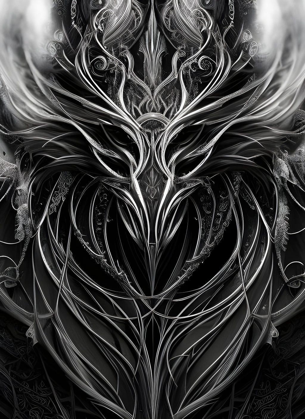 Dark Fantasy Graphite Line Drawing with Smoke