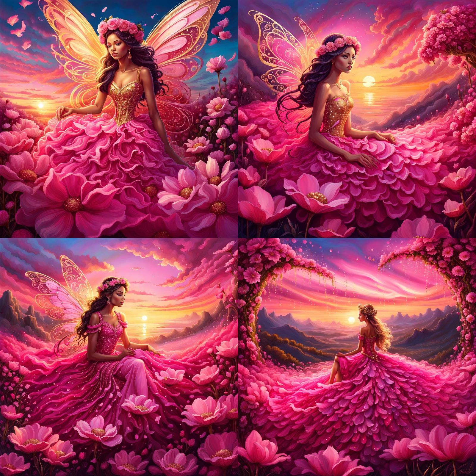 Glittery Pink Flower Fairy