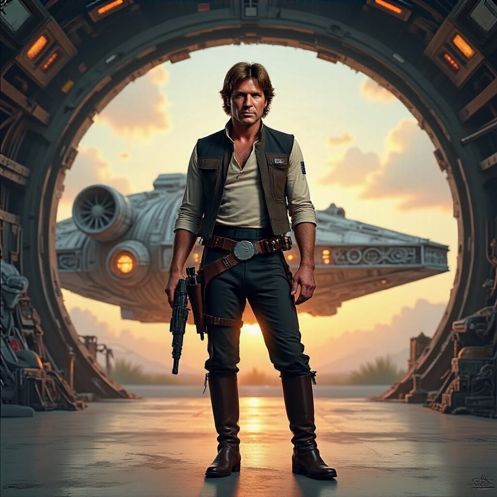 Han Solo in Millennium Falcon Hangar