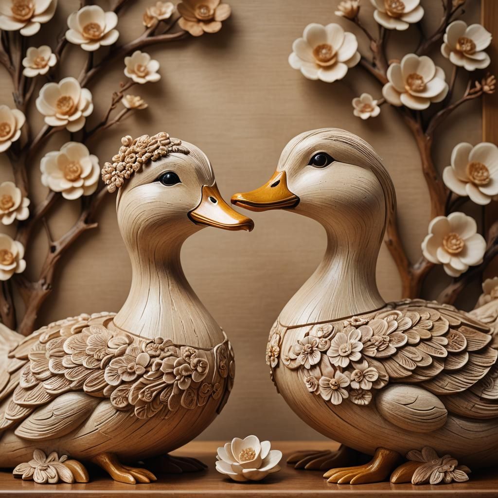 Korean Wedding Ducks Portrait in Soft Studio Lighting