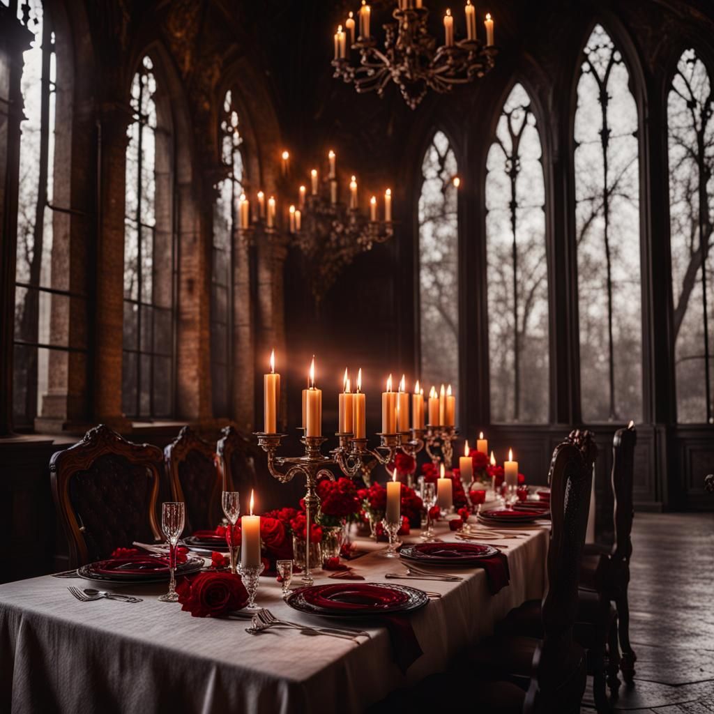 Romantic Candlelit Dinner in Gothic Castle