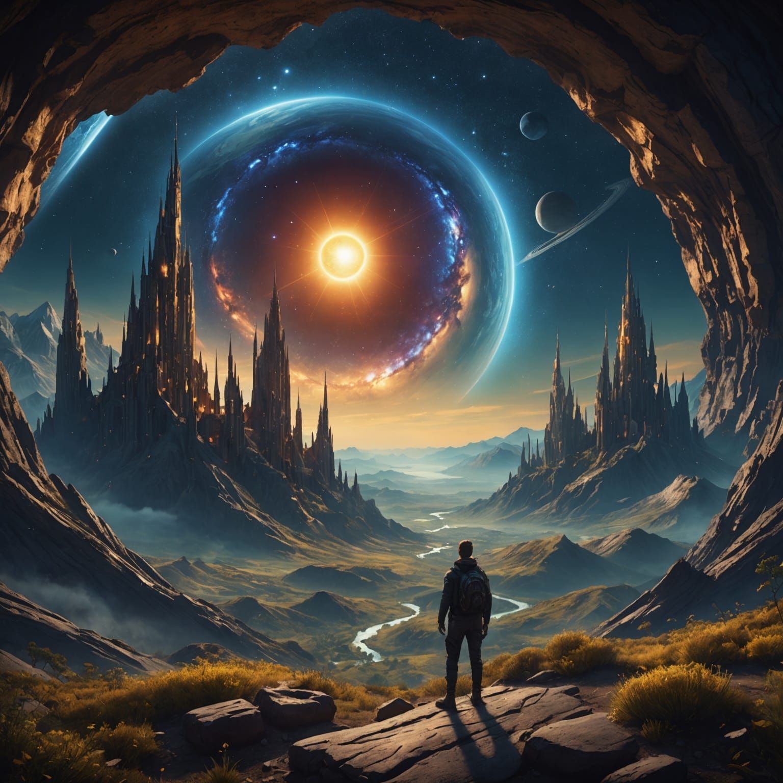 Earth Bathed in Galactic Light: Fantasy Concept Art