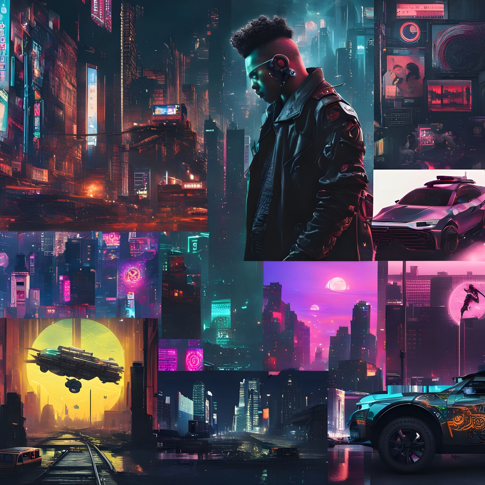 Cyberpunk Art Nouveau Mood Board