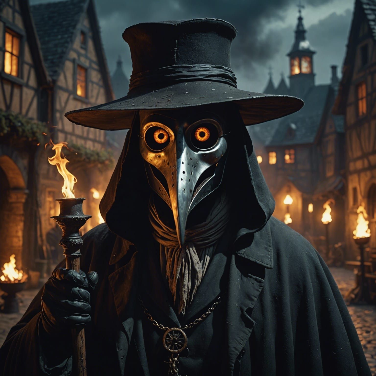 Plague Doctor Investigates Outbreak in Baroque Style