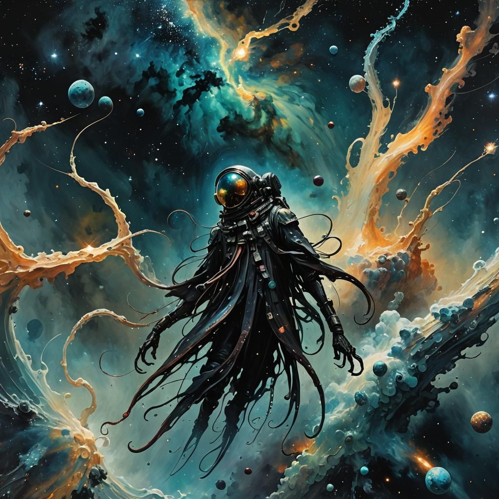 Squid in Space: Detailed Matte Painting