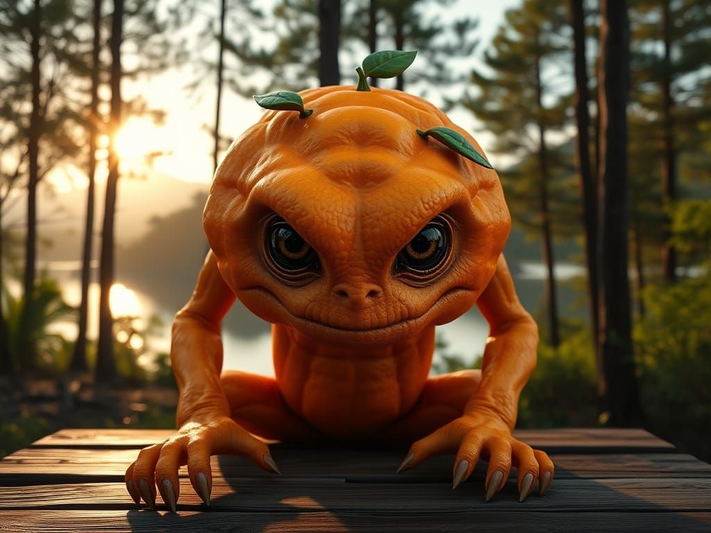 Hyper-Realistic Orange Tree Monster in Awe-Inspiring Forest ...