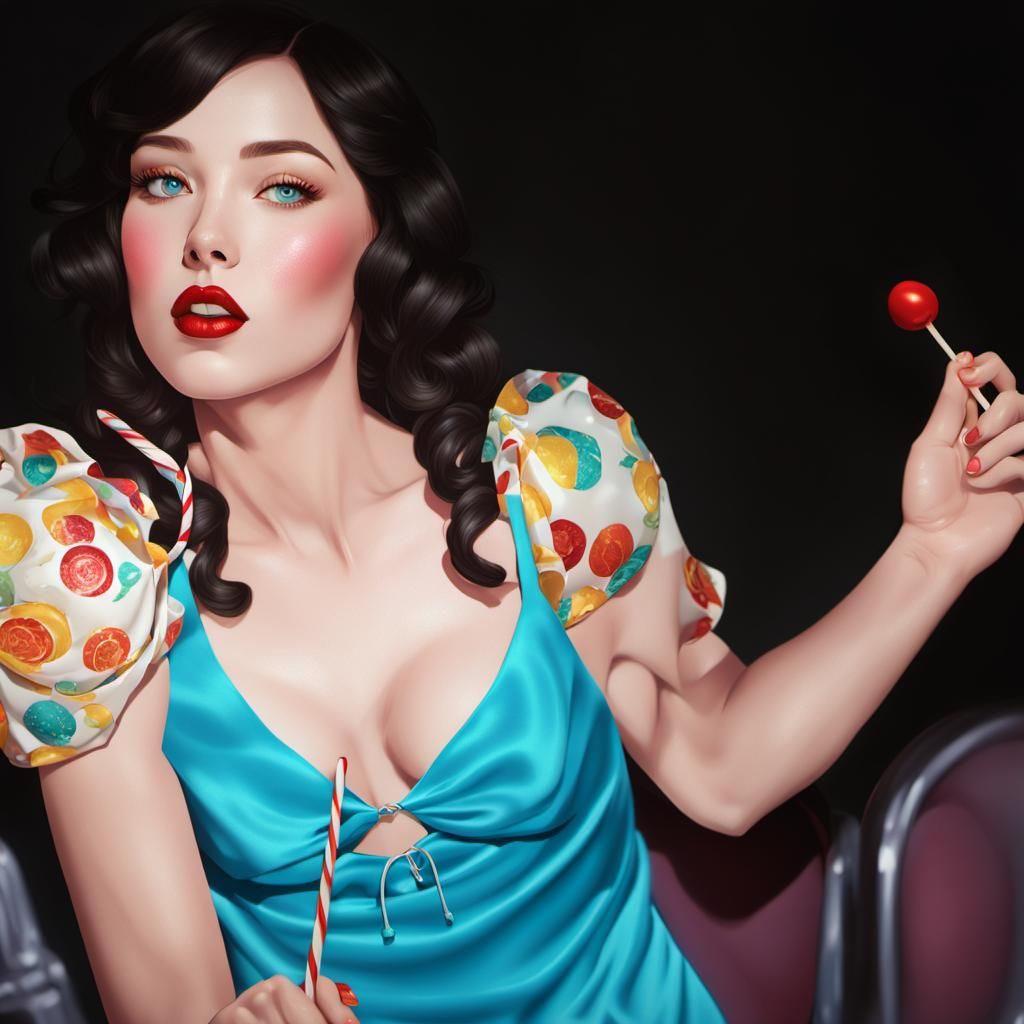 Snow White with Lollipop in Art Nouveau Style